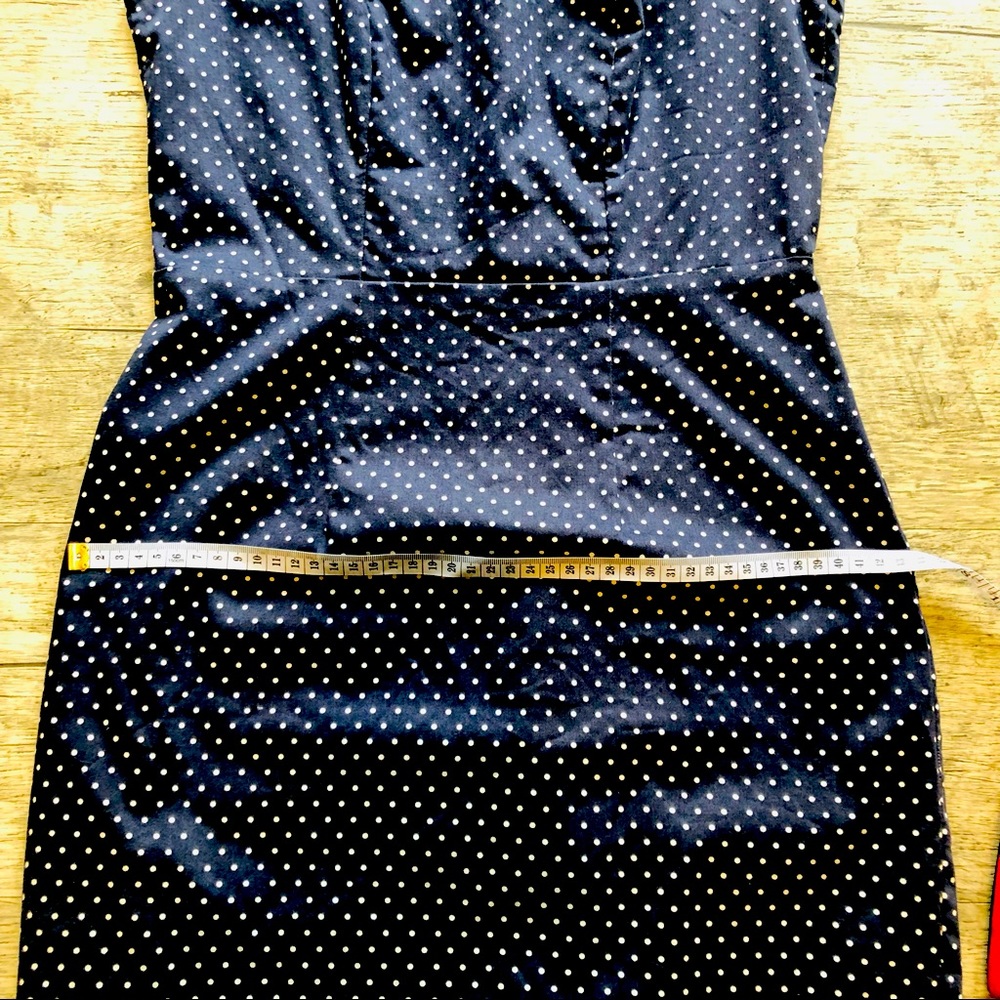 MOVING SALE 🔥  PORTMANS Navy & White Polka Dot Pencil Dress Size EUC 10 - Picture 11 of 16